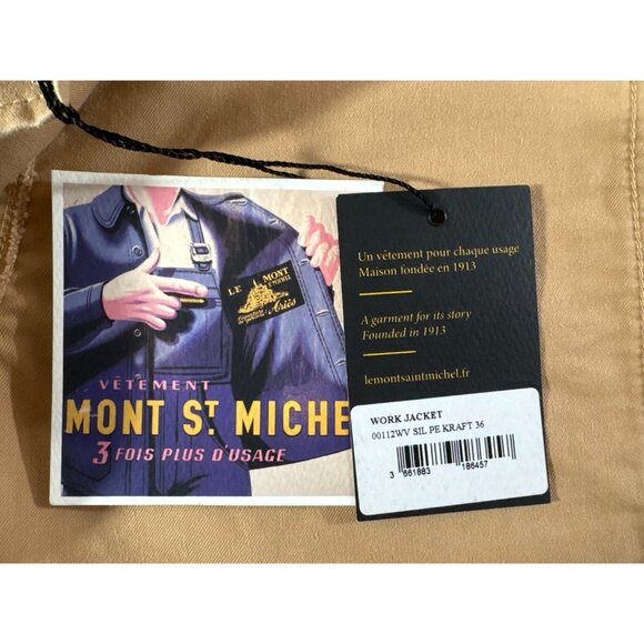 Le Mont St Michel cotton Chore Work Jacket size 36 US 4 color Kraft NWT  $335 - Picture 5 of 11